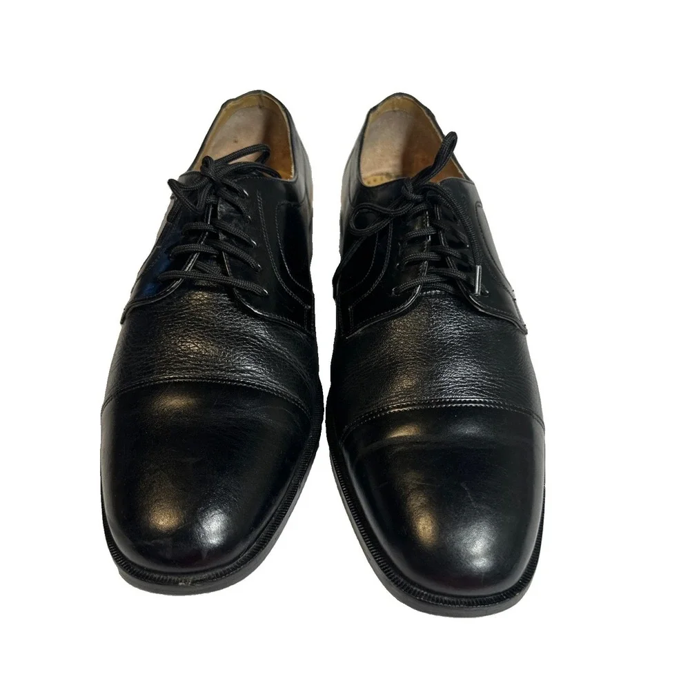 Giorgio Brutini Oxford Dress Shoe Mens 9 1/2 Black Leather Cap Toe Lace Up